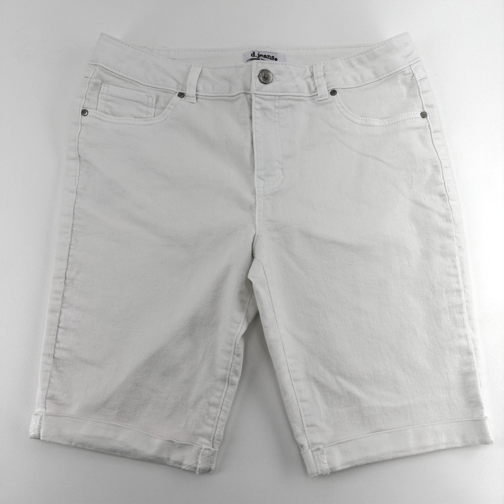 d.jeans Women's White Denim Bermuda Shorts Size 14 Stretch 10" Inseam